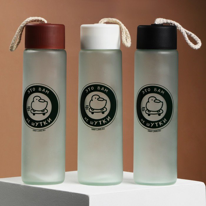 Бутылка для воды "Утки", стекло,цвет МИКС, 350 мл