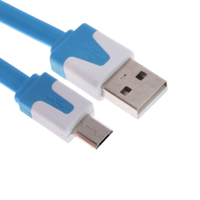Кабель OXION DCC328, microUSB - USB, зарядка + передача данных, 1 м, плоский, синий