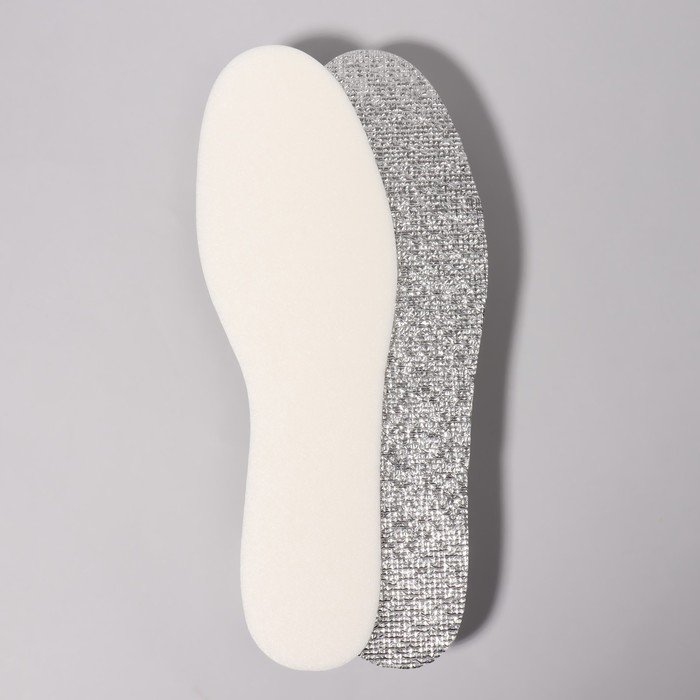 Стельки для обуви, утеплённые, фольгированные, с эластичной белой пеной, универсальные, 36-45р-р, 29,5 см, пара, цвет белый