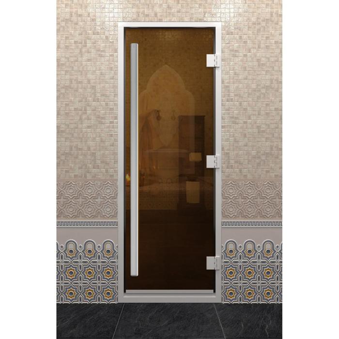Дверь стеклянная «Хамам Престиж», размер коробки 190 × 80 см, правая, цвет бронза