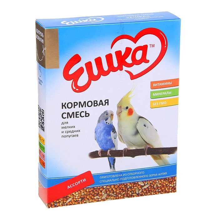 Корм «Ешка» для мелких и средних попугаев, ассорти, 500 г