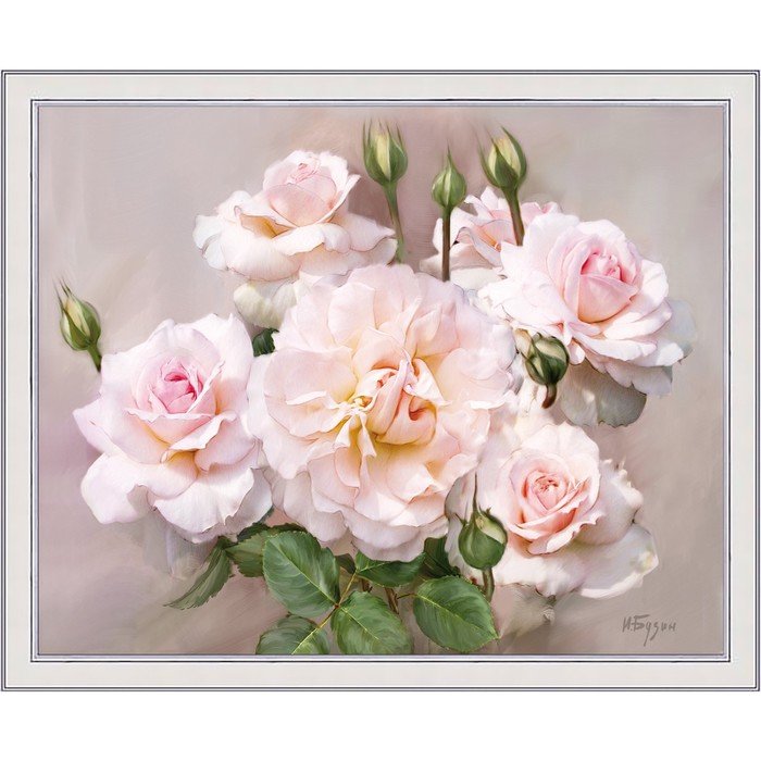 Репродукция картины «Розы флорибунда», 40х50, рама (45-A355)