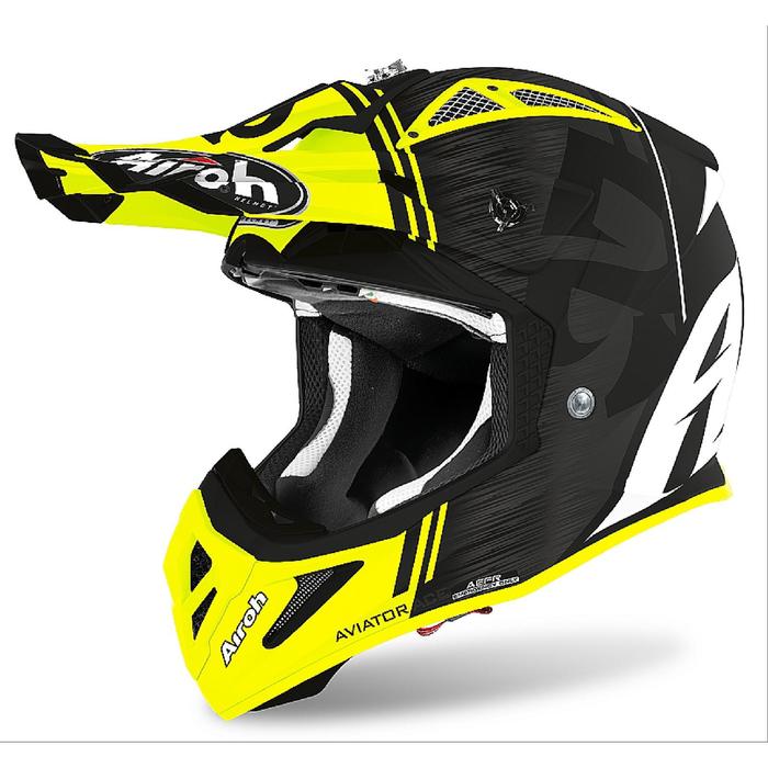 Шлем кроссовый AVIATOR ACE, матовый, размер L, чёрный, жёлтый