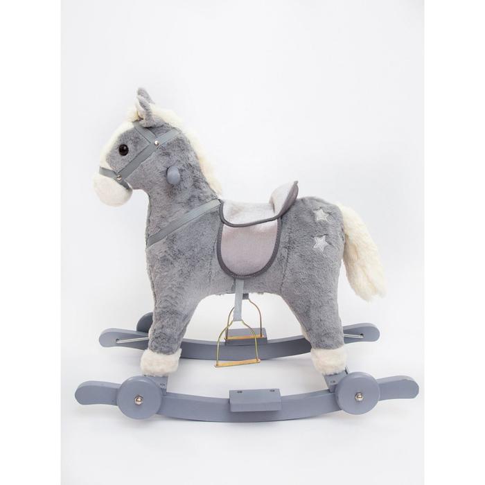 Лошадка каталка-качалка Amarobaby Prime, с колесами, 63x35x60 см, цвет серый