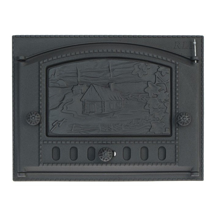Дверка каминная топочная «Домик в деревне», ДК-2Б, «Рубцовск», 375х300 мм
