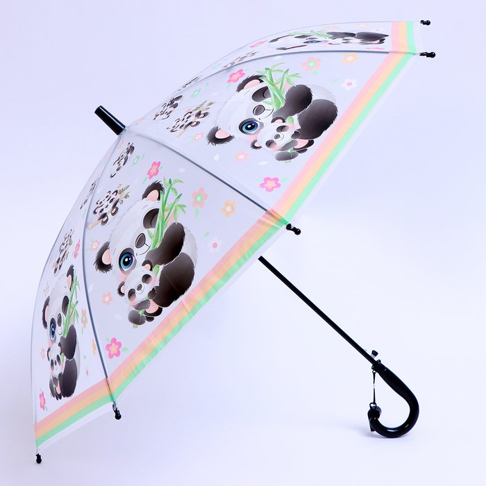 Детский зонт п/авт со свистком «Панда и малыш» d = 84 см, 8 спиц, 65 × 7 × 6 см