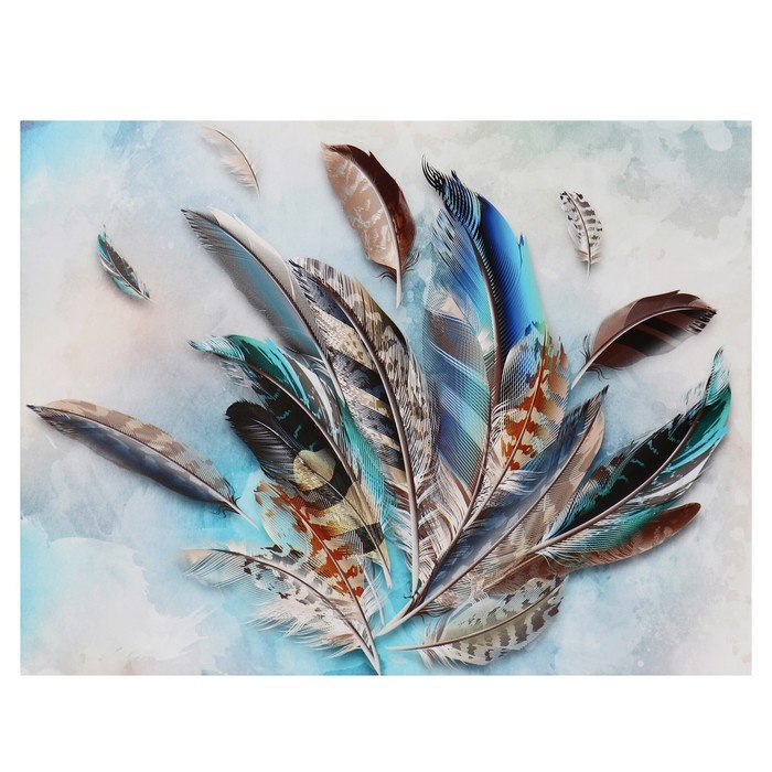 Картина-холст на подрамнике "Голубые перья" 50х70 см