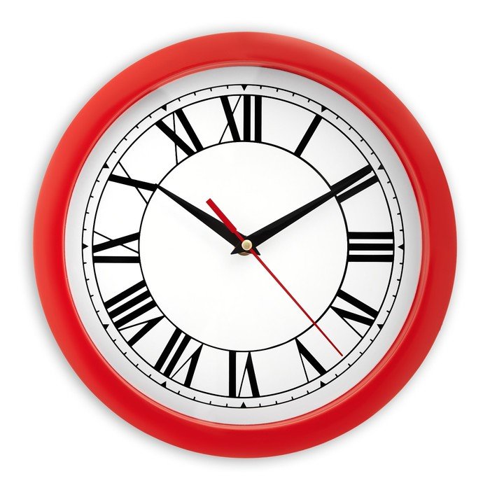 Часы настенные "Классика", римские цифры, красный обод, 28х28 см