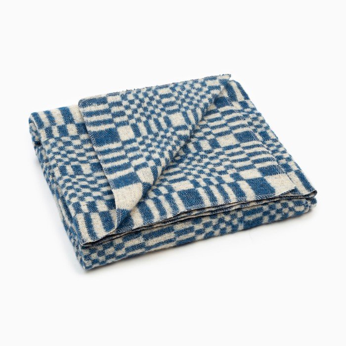 Одеяло полушерстяное 100х140 см, цвет син-сер 400г/м 80%шерсти 20%полиэфир