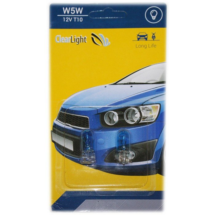Лампа автомобильная, W5W blue, Clearlight