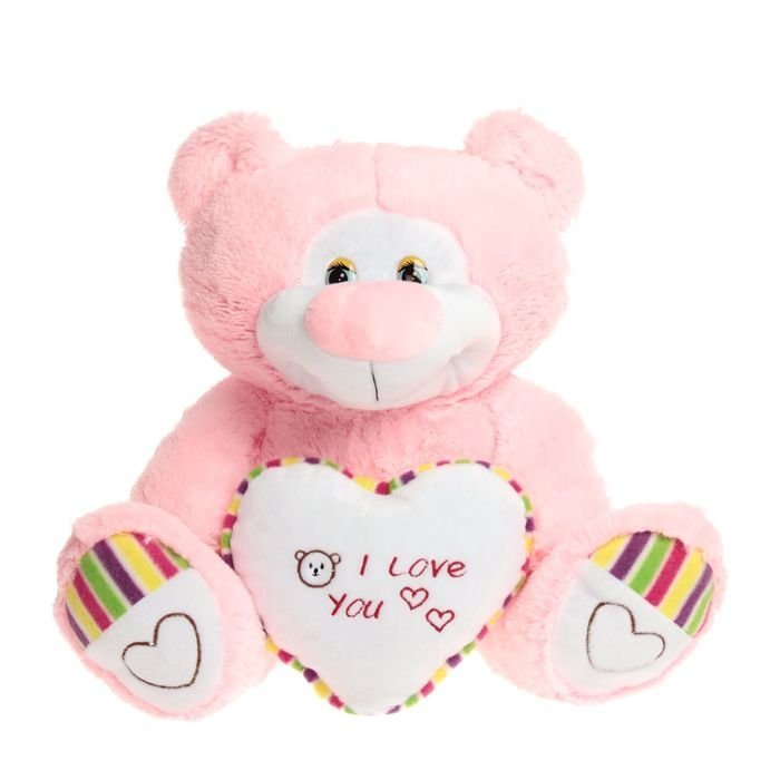 Мягкая игрушка Медведь с сердцем малая, Розовый