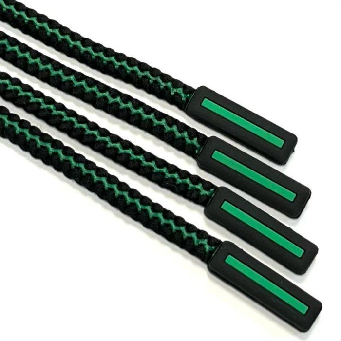 Шнур круглый с силиконовым наконечником, цвет чёрный, зелёный