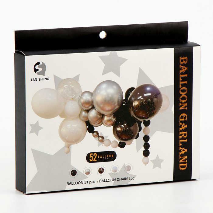 Набор для создания композиций из воздушных шаров, набор 52 шт., белый, серебро, черный
