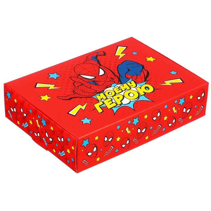 Коробка складная, 21 х 15 х 5 см "Моему герою", Человек-паук