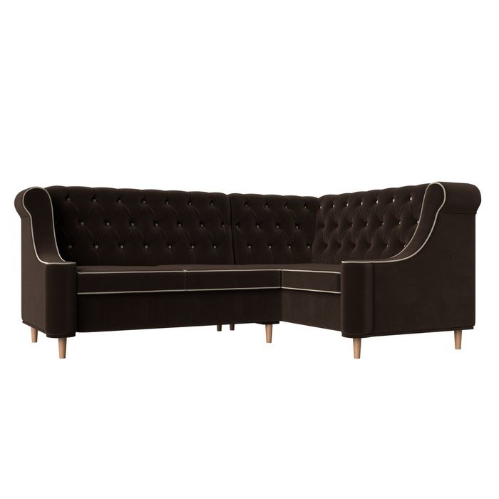 Угловой диван «Бронкс», правый угол, микровельвет, цвет коричневый