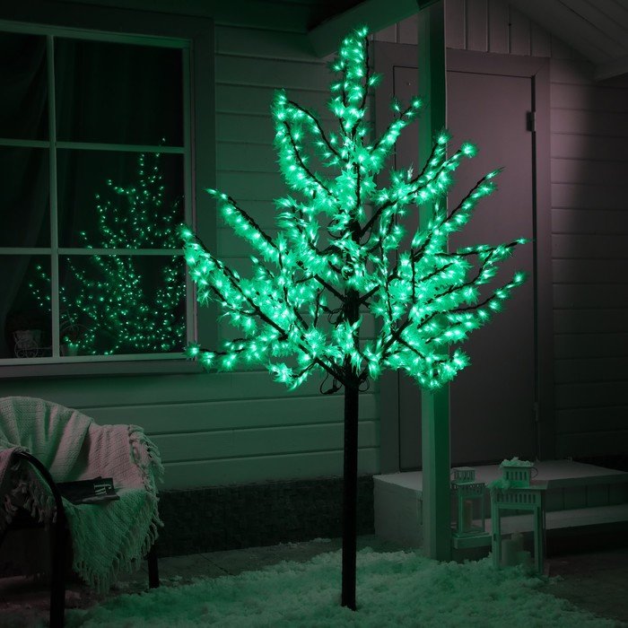 Светодиодное дерево «Зелёный клён» 2 м, 900 LED, постоянное свечение, 220 В, свечение белое