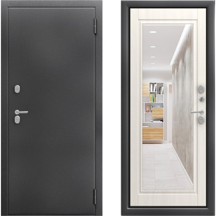 Входная дверь «Сибирь 3К Термо Шайн», 870×2050 мм, левая, антик серебро/филадельфия крем