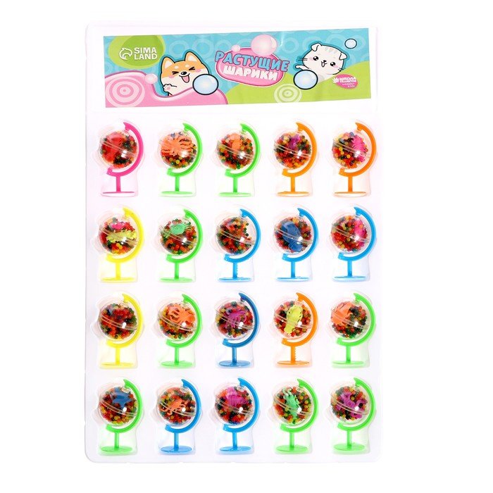 Растущие игрушки животные + шарики в глобусе, МИКС, 2 × 3,5 × 6,5 см