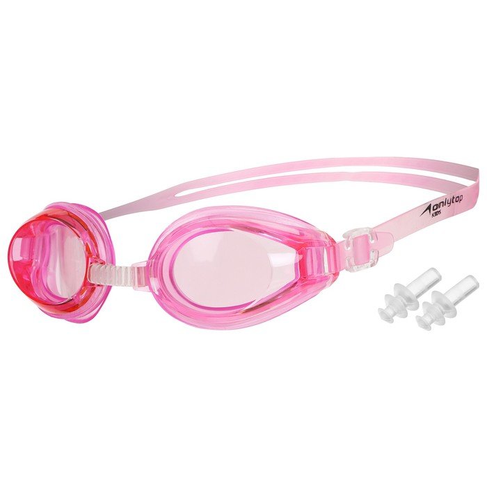 Очки для плавания ONLYTOP, беруши, цвет розовый