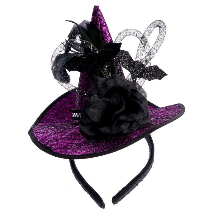 Карнавальный ободок "Ведьма", цвет фиолетовый