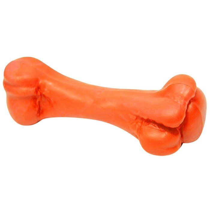 Игрушка "Кость литая" средняя Зооник 15,8 см, пластикат, оранжевая