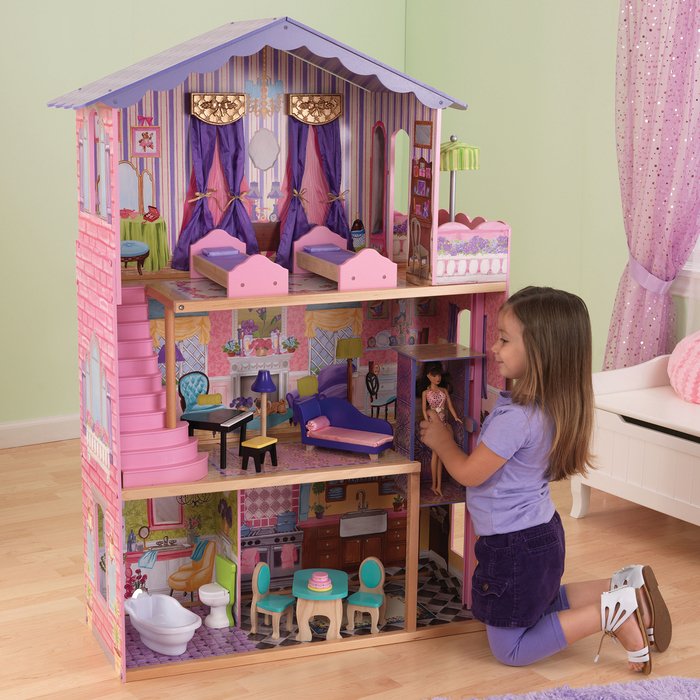 Домик кукольный деревянный KidKraft «Особняк мечты», трёхэтажный, с мебелью