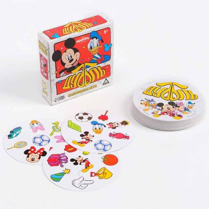 Карточная игра на скорость и реакцию «Дуббль», 55 карт, 5+, Микки Маус и его друзья
