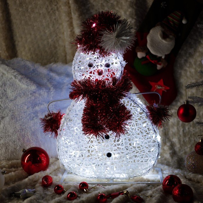 Светодиодная фигура «Снеговик в шапке», 60 × 80 × 25 см, 30 Вт, 220 В