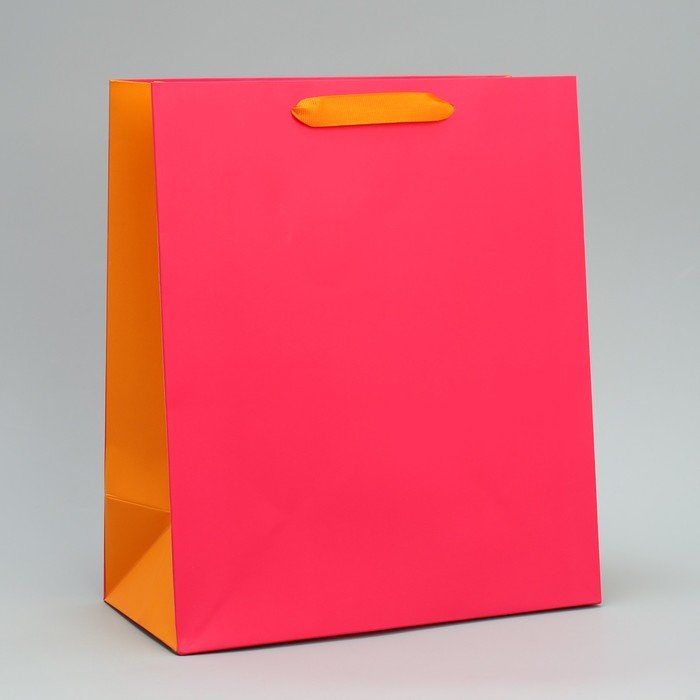 Пакет подарочный двухцветный «Розовый-оранжевый», ML 23 х 27 х 11.5 см