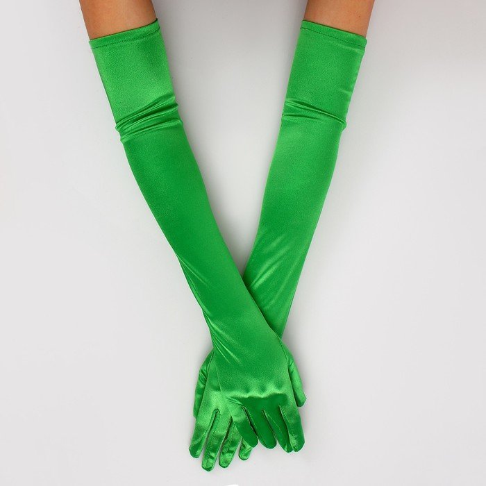 Карнавальный аксессуар- перчатки 55см, цвет зеленый