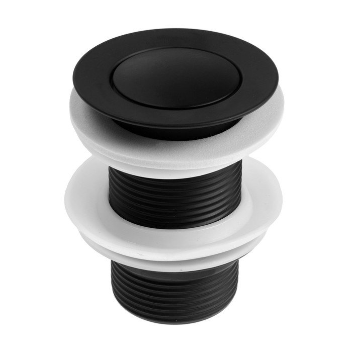 Донный клапан ZEIN, 1 1/4", маленькая кнопка, для раковины, черный