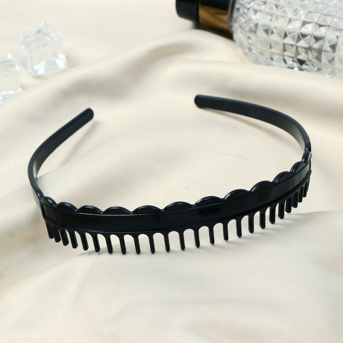 Ободок для волос "Ночка" гребень дуги, 2 см, чёрный