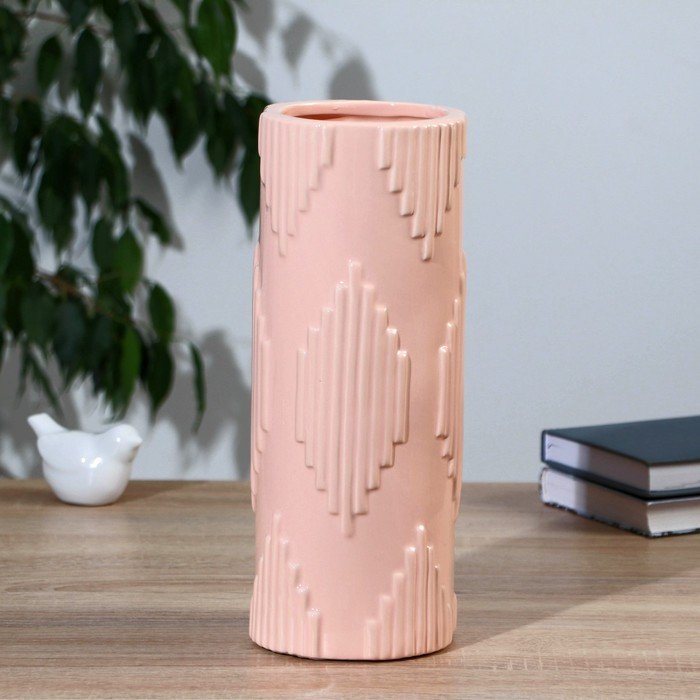 Ваза керамика настольная "Вета" 30 см, розовый