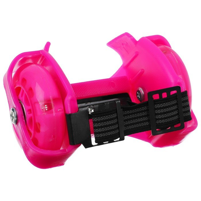 Ролики для обуви раздвижные ONLYTOP, светящиеся колёса РU 70 мм, ABEC 5, цвет розовый