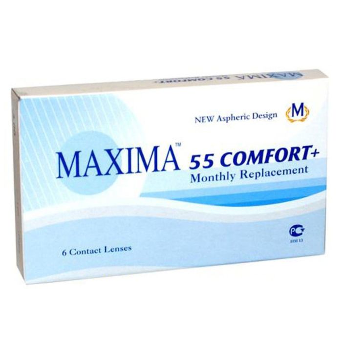 Контактные линзы Maxima 55 Comfort+, 4,5/8,6 в наборе 6 шт.