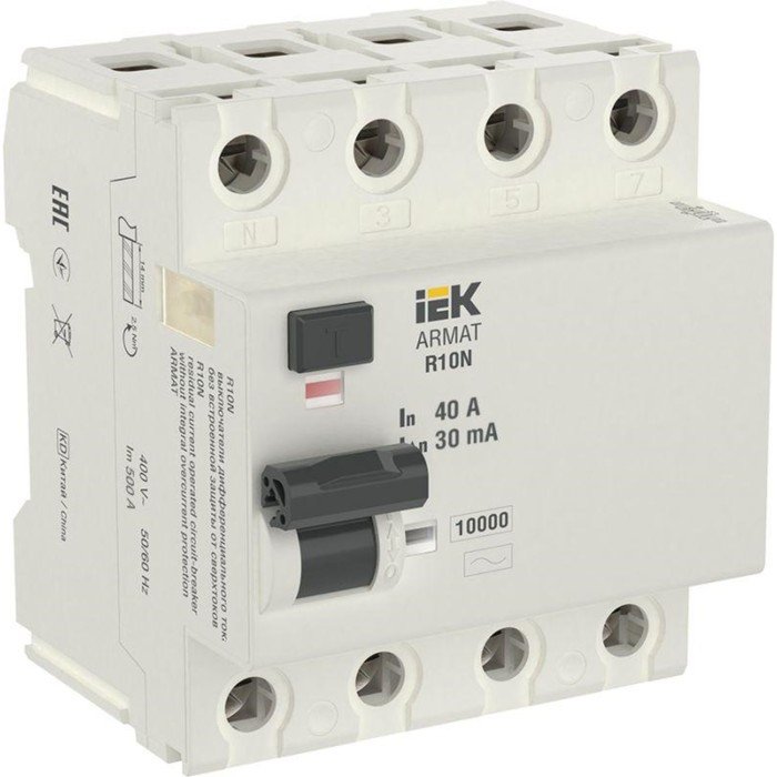 Выключатель дифференциального тока IEK AR-R10N-4-040C030 4п, 40А, 30мА, тип AC