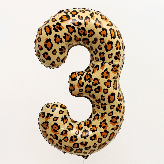 Шар фольгированный 32" «Цифра 3», цвет леопард