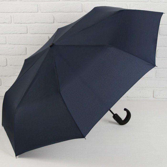 Зонт автоматический «Однотонный», 3 сложения, 8 спиц, R = 51 см, цвет синий