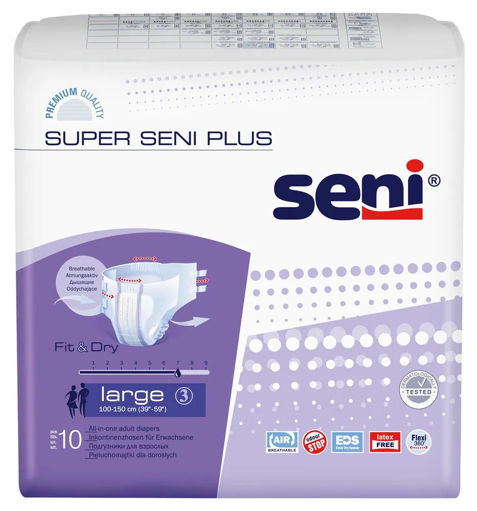 Подгузники для взрослых Super Seni plus large по 10 шт. (100-150 см)