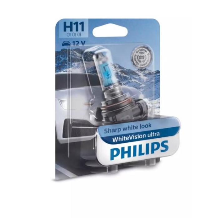 Лампа Philips H11 12 В, 55W (PGJ19-2) (+60%) WhiteVision ultra , блистер 1 шт, 12362WVUB1
