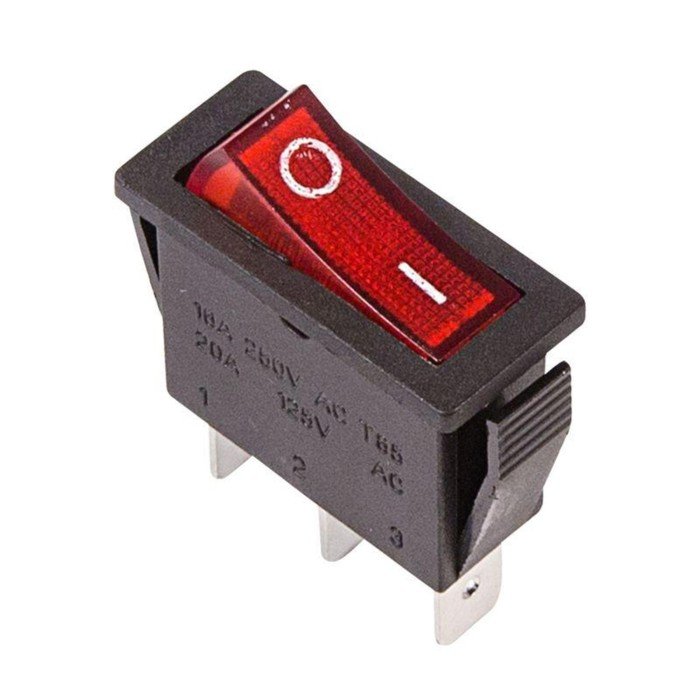 Клавишный выключатель Rexant 36-2210, 250 В, 15 А, ON-OFF, 3с, красный, с подсветкой