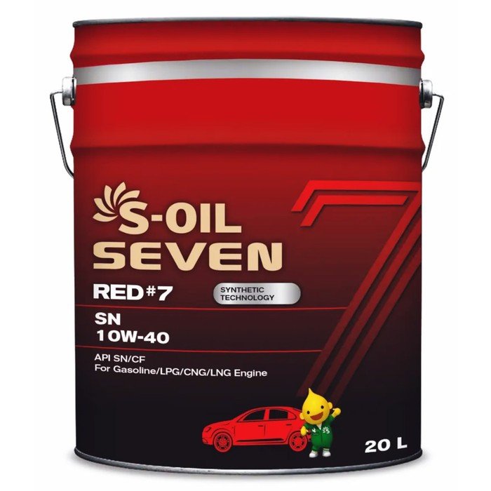 Автомобильное масло S-OIL 7 RED #7 SN 10W-40 полусинтетика, 20 л