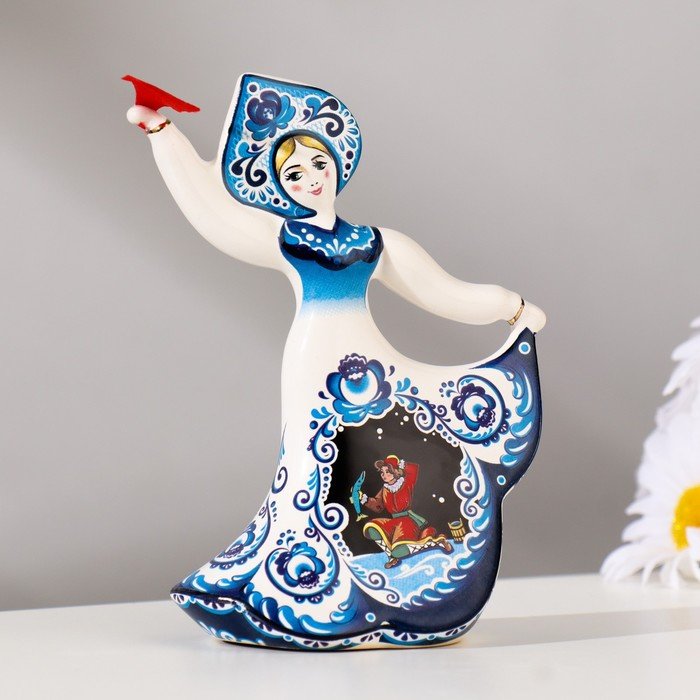 Сувенир-колокольчик "Кукла", гжель, 11,5 см, керамика