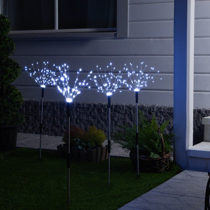 Садовый светильник на солнечной батарее «Одуванчики» 4 шт., 78 см, 320 LED, свечение белое