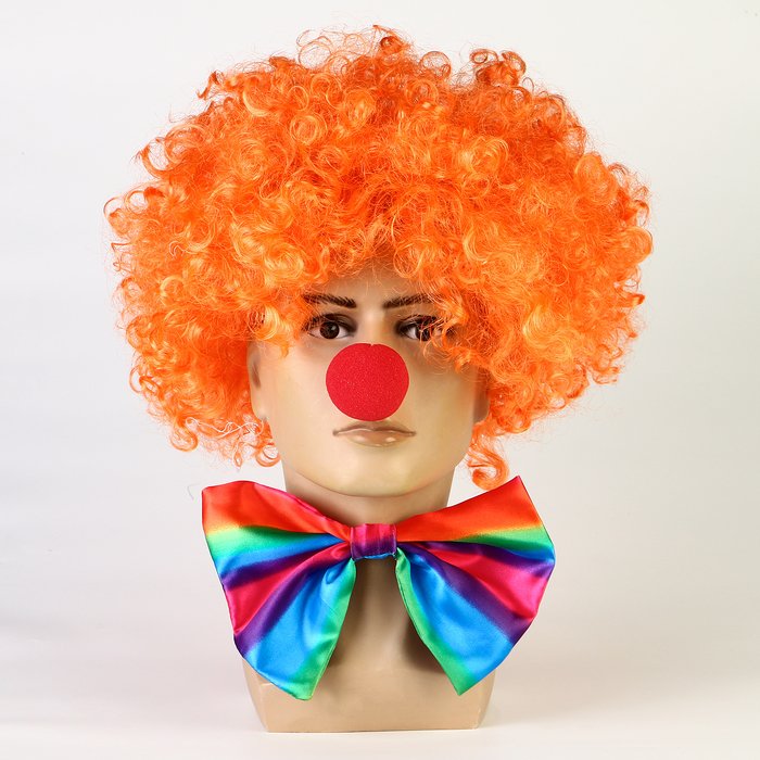 Карнавальный набор Клоуна бант22 горизонт. полоски + нос+парик
