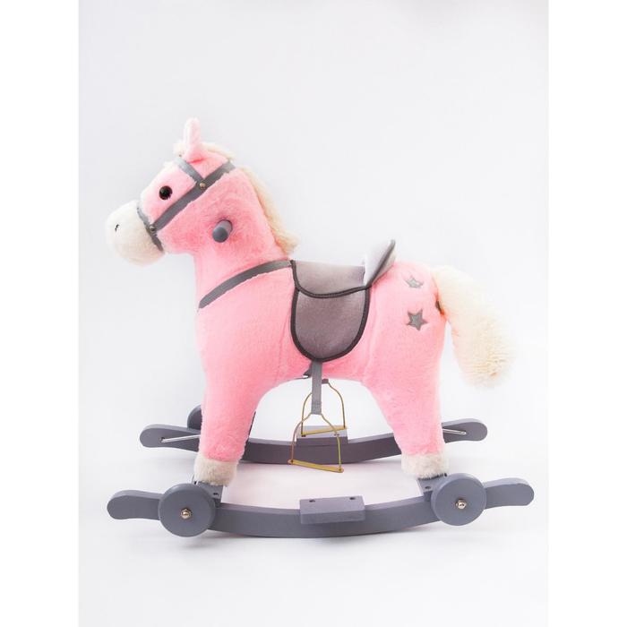 Лошадка каталка-качалка Amarobaby Prime, с колесами, 63x35x60 см, цвет розовый