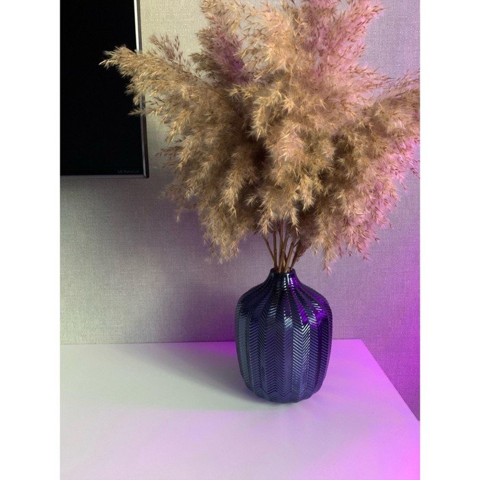 Декоративная стеклянная ваза, 140×140×190 мм, цвет синий