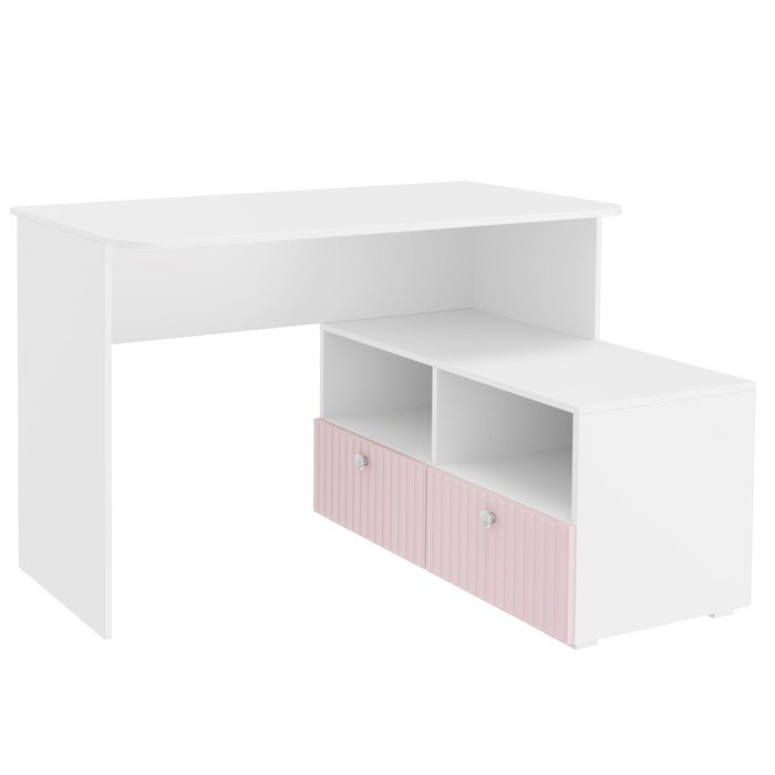 Стол письменный угловой «Алиса», 1200х881х772 мм, с ящиками, цвет белый / розовый