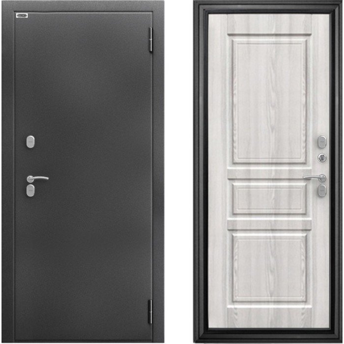 Входная дверь «Сибирь 3К Термо Гаральд», 970×2050 мм, правая, серебро / ясень ривьера айс