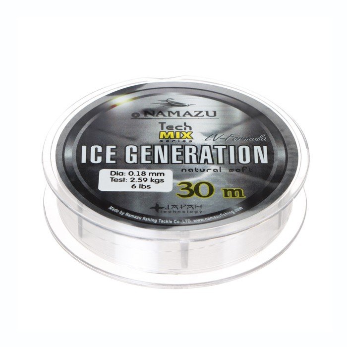 Леска Namazu Ice Generation, диаметр 0.18 мм, тест 2.59 кг, 30 м, прозрачная